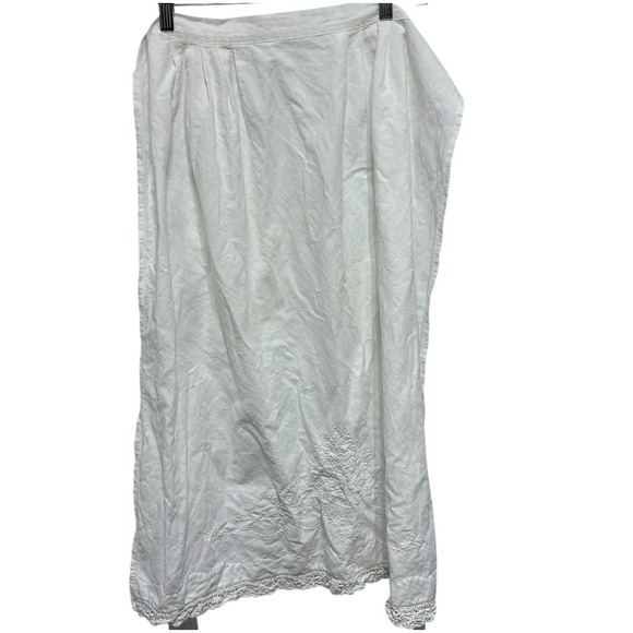 Paper White Apron Vintage Ivory Embroidery Lace Waist Tie Half Apron Hand Made - Picture 1 of 10